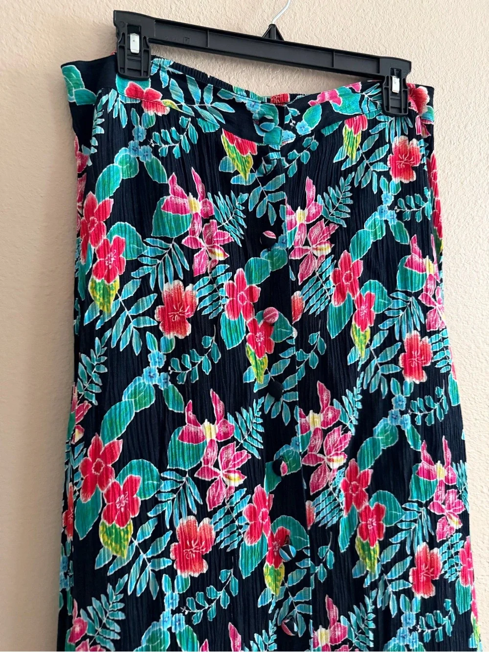 Vintage Sag Harbor Floral Pleated Button Front Maxi Skirt